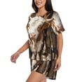 thumbnail image 2 of Fotbe Rustic Cow Butterflies Champagne Print Pajama Set for Women 2 Piece Loungewear Short Sleeve Tops and Shorts Set Soft Sleepwear-4X-Large, 2 of 7