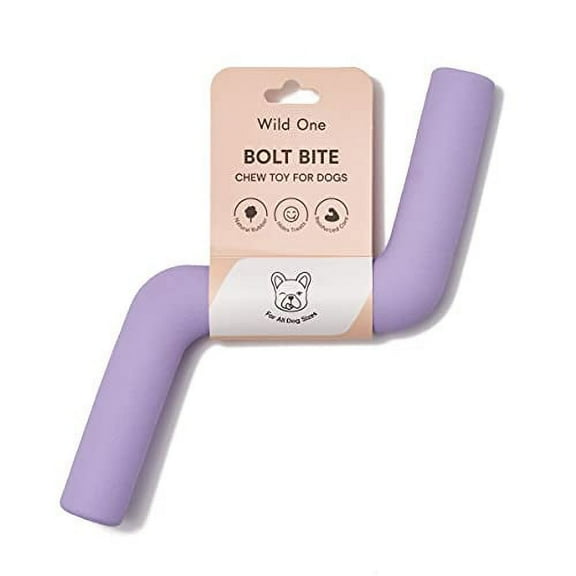 Wild One Bolt Bite Dog Toy 100% Natural Rubber, Fun to Chew, Chew Toy, Treat Dispensing, Durable for Large Breeds Lilac