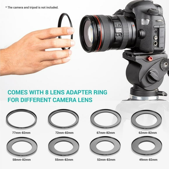 Teleprompter Kit Wide-Angle Portable Camera Teleprompter Set with Remote Control 8 Lens Adaptor Rings Phone Tablet Holder for Hosting Live Streaming Video Recording