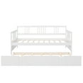 thumbnail image 4 of Twin Daybed with Trundle, Wooden Sofa Bed Frame, Twin Size Daybed with Twin Size Trundle, Wood Slat Support for Living Room Guest Room Bedroom, No Box Spring Required, White, 4 of 9
