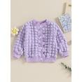 thumbnail image 2 of Suealasg Little Girls Fall Jacket Clothes 6M 1T 2T 3T 4T Kids Long Sleeve Crew Neck Button Closure Patchwork Coat Tops Autumn Casual Outwear Clothing for Toddler Baby Girls, 2 of 9