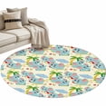 thumbnail image 2 of Area Rug 48in, Cartoon Beach Elephant Floor Carpet Living Room Rug, Seaside Funny Cute Animals Non-Slip Welcome Mat Indoor Rugs for Bedroom Dining Room, 2 of 9