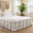 thumbnail image 5 of Khaki Plaid Bed Skirt Queen Size 16 Inch Drop, Brown Tan White Rustic Chic Country Farmhouse Adjustable Elastic Dust Ruffles Bedskirt for Queen Bed Wrap Around Pleated Mattress Frame Cover, 5 of 9