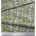thumbnail image 3 of Soimoi Polyester Crepe Fabric Leaves & Floral Block Print Fabric by Yard 52 Inch Wide, 3 of 3