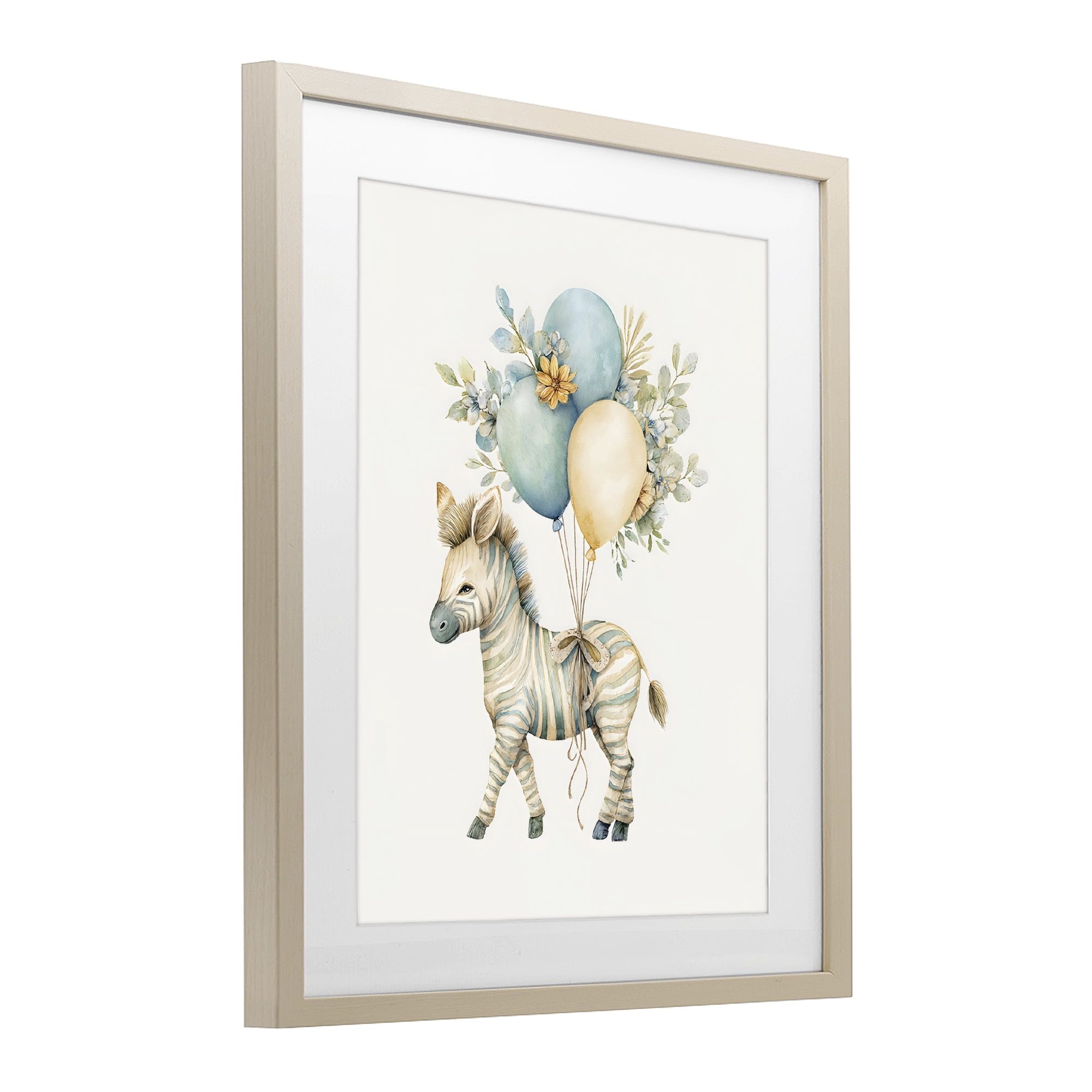 Stupell Industries Watercolor Nursery Zebra Birch Framed Print Under Glass, design by LSR Design Studio