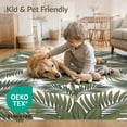 thumbnail image 4 of ODIKA 8'x10' Washable Area Rug Durable, Non-Slip Botanical Tropical With Symmetrical Foliage Border Palm Leaf Refined Structured for Living Room, Under Sectional, Family, 4 of 7