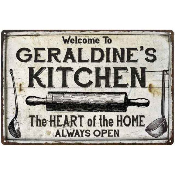 GERALDINE'S Kitchen Farmhouse Sign Gift 8x12 Metal 208120033164