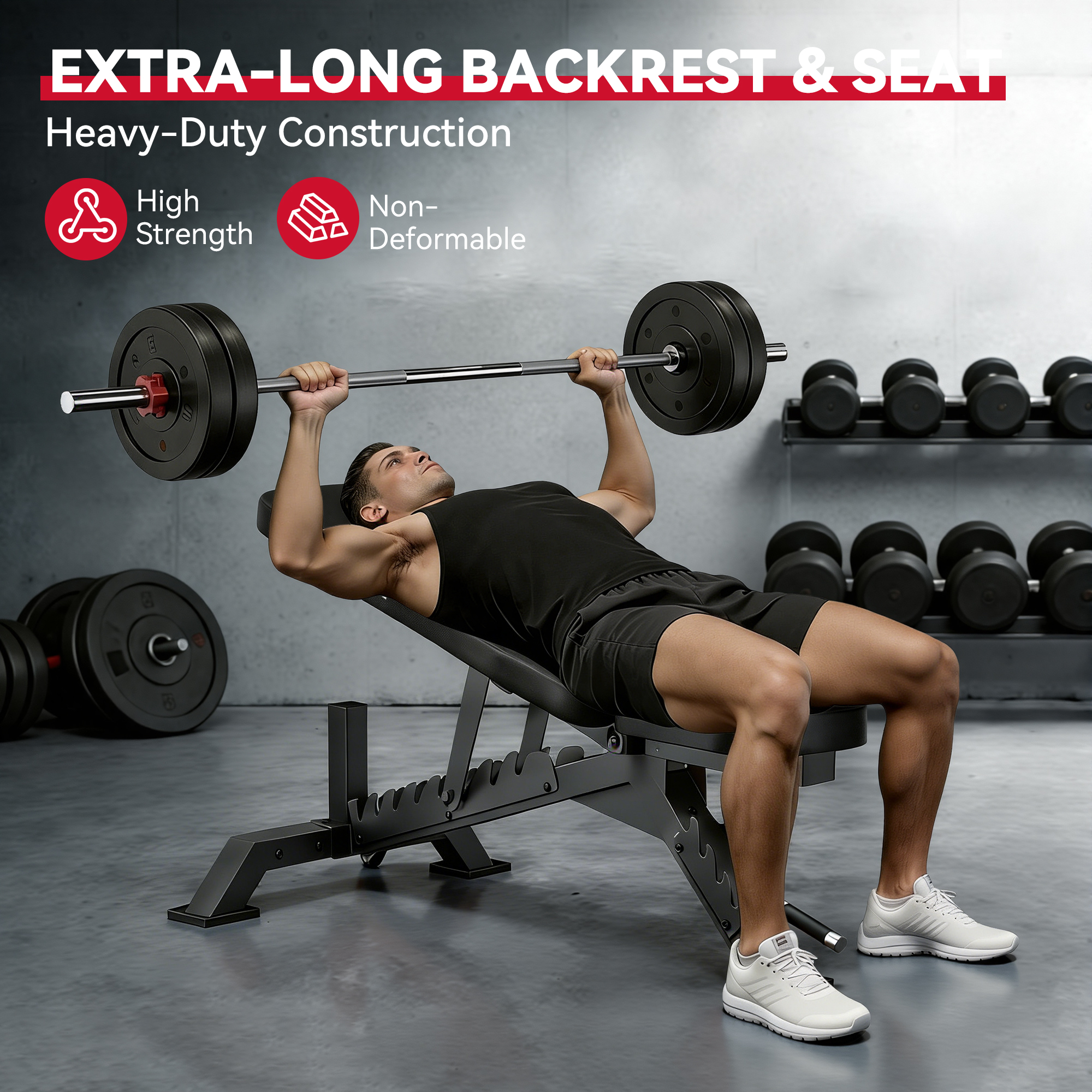 FASTES Adjustable Weight Bench 8-Position Foldable 1400 lbs photo 7