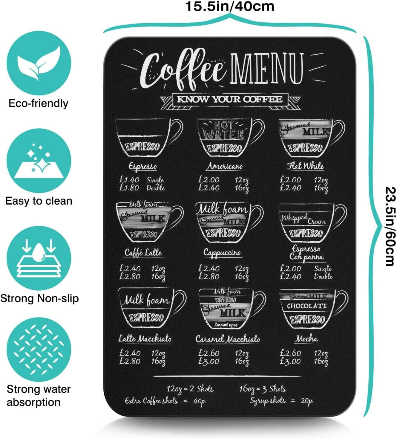 Fun Coffee Mat 23inx15in,Coffee Bar Mat for Countertops,Absorbent Hide Stain Anti-Slip Coffee Bar Accessories Fit Under Coffee Machine Mat,dish Drying Mats for Kitchen