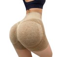 thumbnail image 3 of Pantalones cortos de yoga de cintura alta Fitness Leggings de gimnasio para mujeres con levantamiento de glúteos (Caqui L/XL) Likrtyny  Para estrenar, 3 of 5