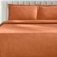 thumbnail image 5 of Jacquard Matelassé 100% Cotton Basketweave 3-Piece Bedspread Set, Embossed Cotton Fabric, Soft, Breathable, Medium Weight, Basketweave, Oversized Bedding , Full, Mandarin by Blue Nile Mills, 5 of 7