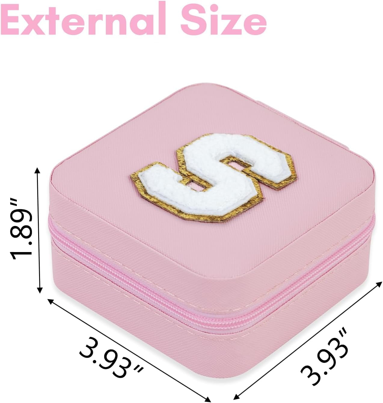 Travel Jewelry Case Organizer, Gifts For Women, Small Jewelry Box Jewelry Organizer, Necklace Organizer Earring Organizer Box With Mirror, Pink Travel Essentials Initial S[Z1]
