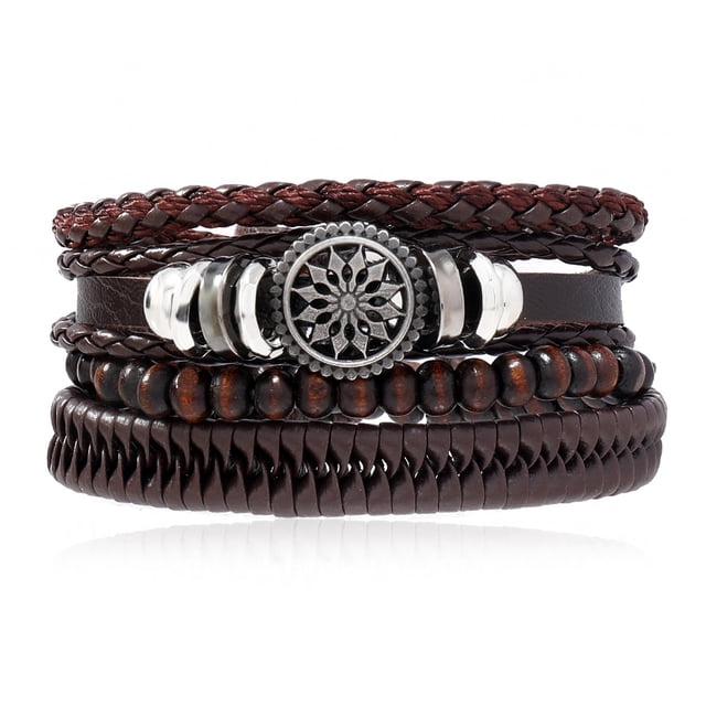 Pulsera de cuero tejida a mano con cuerda para hombre y mujer, sencilla, joyería