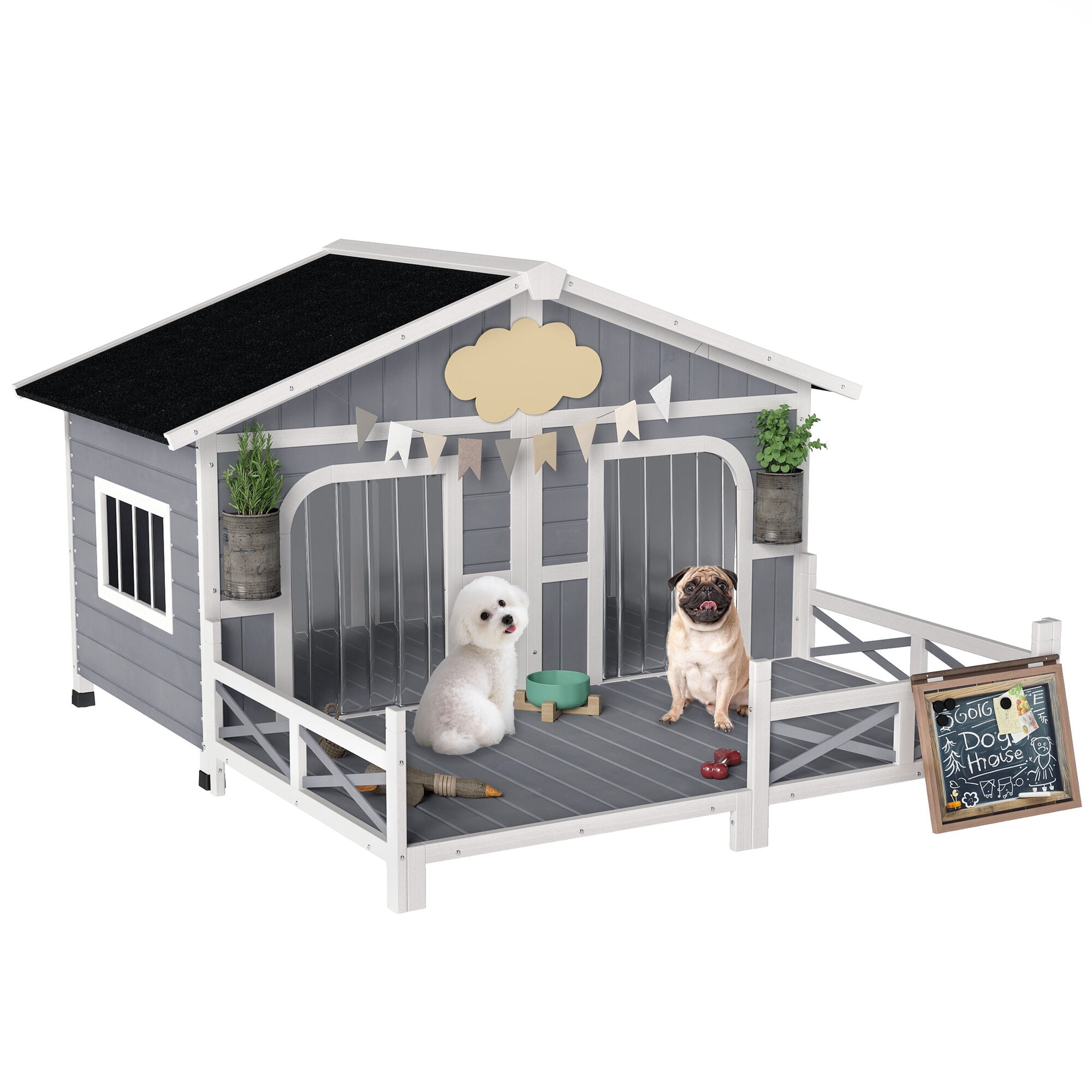 Dog Crate, Dog Kennel House Dog House Outdoor, Gray Pet Playpen,Wood Chicken Coop, Pet Supplies Pens & Hutches