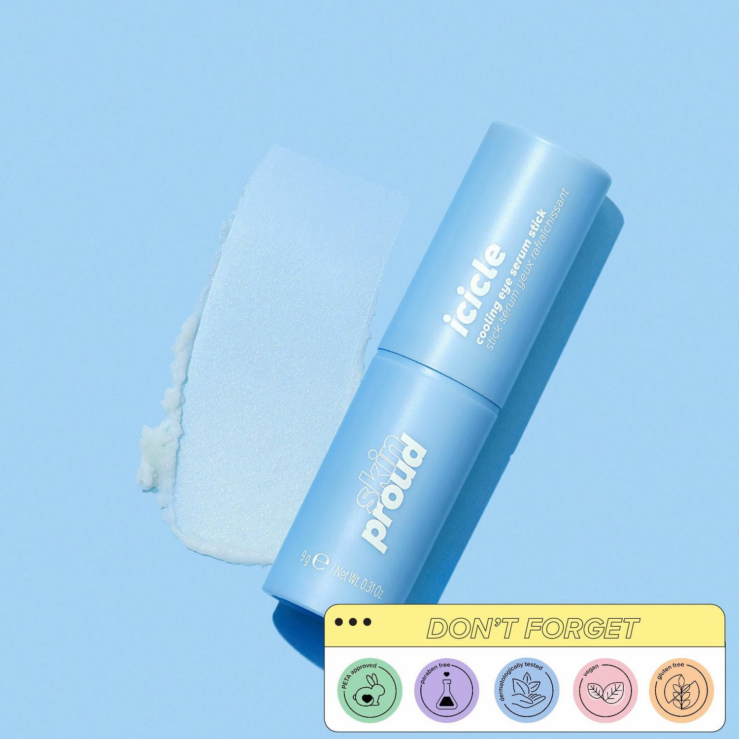 Skin Proud - Icicle - Cooling Eye Serum Stick with Super Hyaluronic Acid Complex, 100% Vegan (9g)
