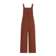 thumbnail image 3 of WREESH Womens Overalls Spring Summerl Solid Color Fashion Casual Pocket Cotton and Linen Sleeveless Jumpsuit Red, 3 of 5