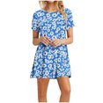 thumbnail image 1 of Vestidos de Verano de Mujer Cuello Redondo Manga Corta Impreso, Ligero Y Cómodo Vestidos Casuales para Mujeres, 1 of 8