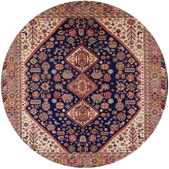Ahgly Company Machine Washable Indoor Round Industrial Modern Camel Brown Area Rugs, 4' Round