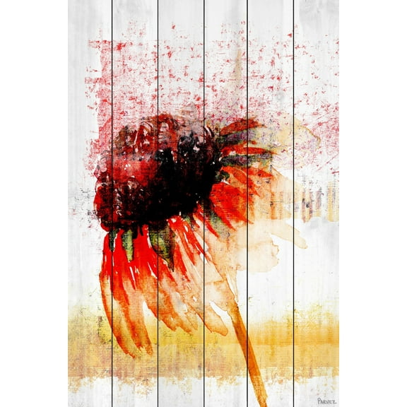 Parvez Taj Flower 4 White Wood Wall Art, 12" x 8"