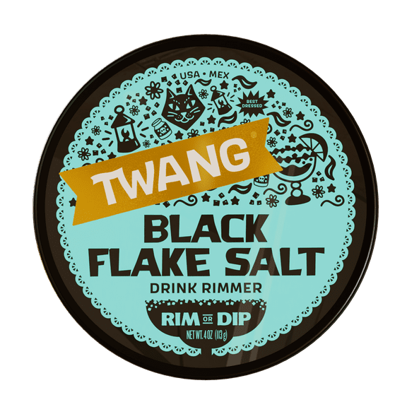 Twang Black Margarita Flake Salt Drink Rimmer, 4 oz; Halloween; Spooky; Dia de los Muertos