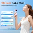 thumbnail image 3 of Ventilador portátil KIMMOO Turbo 3 en 1 de 100 velocidades, color morado, 3 of 8