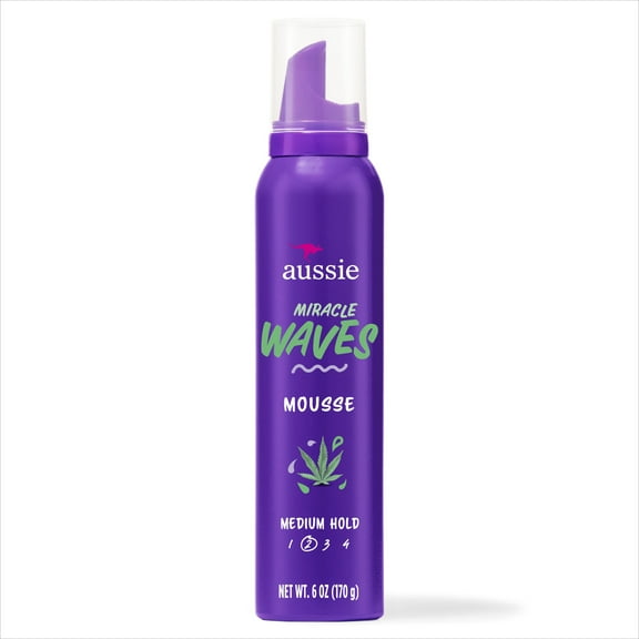 Aussie Miracle Waves Soft Wave Mousse with Hemp Seed Oil, Paraben Free, Sulfate Free, Unisex 6 oz.