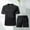 4#Black, variant on lkfuzj Summer Men's Casual Fashion Solid Color Short Sleeved Round-Neck Elastic Waist Set - Lightweight Soft Comfortable All Season, Outdoor Leisure Daily Use, 1PC Blouse + 1PC Pants
