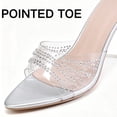 thumbnail image 5 of CHICVOMEY High Heels for Women Pointed Toe 2.76in Stiletto Sexy Clear Transparent Strap Rhinestone Dress Sandals Formal Occasion Banquet Stage, 5 of 7