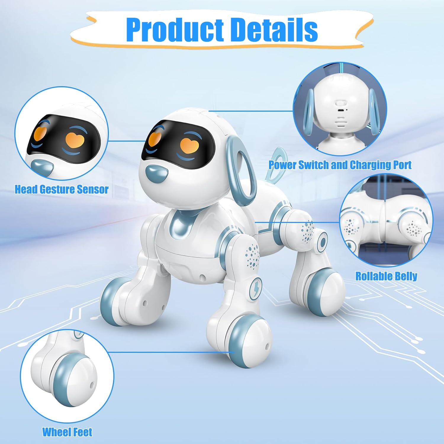 KIVDIT Robot Dog for Kids,Programmable Remote Control Robot Dog,Singing Dancing RC Robot Toys with Interactive Touch,LED Eyes,Volume Control