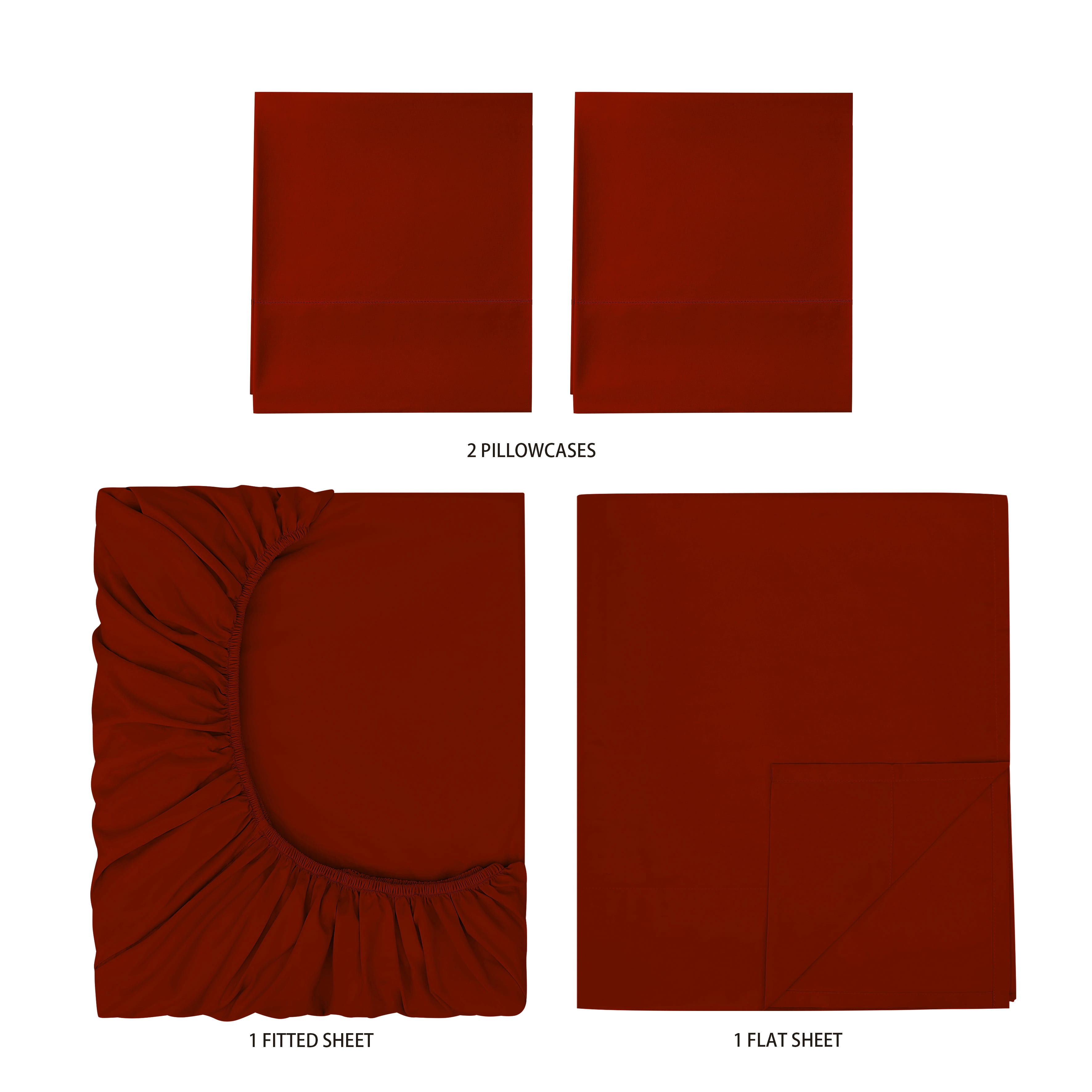 Mainstays Super Soft Brushed Microfiber Bed Sheet Set, Queen, Red Sedona, 4 Piece