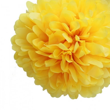 Dress My Cupcake 6" Sunflower Yellow Tissue Paper Pom Poms, Fiesta Party Supplies, Set of 8