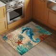 thumbnail image 2 of 2x3 Ft Entryway Area Rug, Sea Seahorse Coastal Kitchen Rug Runner Washable Floor Mat, Brown Nautical Summer Coral Vintage Non Slip Indoor Door Mat Throw Carpet for Bathroom Living Room Bedroom, 2 of 8