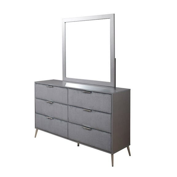 New Classic Furniture Kailani Wood Dresser with Mirror Set in Gray