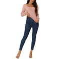 thumbnail image 2 of INSPIRE CHIC Women's Rib Knit Pullover Puff Sleeve Sweetheart Neck Solid Color Jumper Tops, 2 of 5