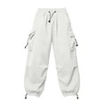 thumbnail image 6 of Mlzmgr Mens Cargo Pants Baggy Elastic Waist Drawstring Wide Leg Lightweight Adjustable Bottom Hiking Jogger Pants with Pockets(X-Small,White), 6 of 7