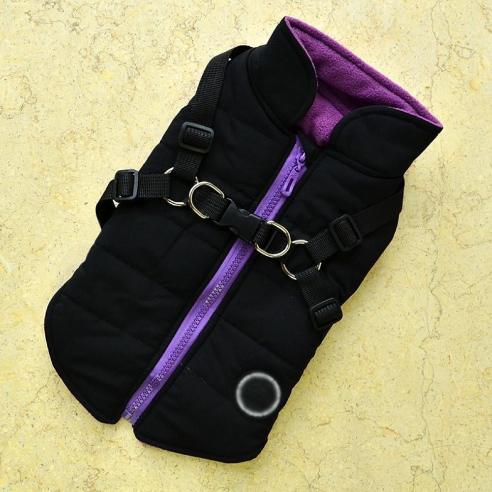 Pet Printed Cold Weather Coat, Small Dog Vest Harness Puppy Winter 2 In 1 Outfit Warm Garment Jacket