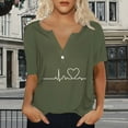 thumbnail image 6 of Tittly T Shirts for Women Spring Tops for Women Women's Short Sleeved T Shirt V Neck Top Fashionable Casual Short Sleeved Shirt Graphic Tees Tshirts Shirts Green XXL, 6 of 7