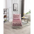 thumbnail image 3 of Tufted Velvet Chaise Lounge, Leisure Upholstered Sofa Couch with Acrylic Feet and Lumbar Pillow, Modern Upholstered Couch with Tufted Button for Living Room, Bedroom and Reading Room, Pink, 3 of 9
