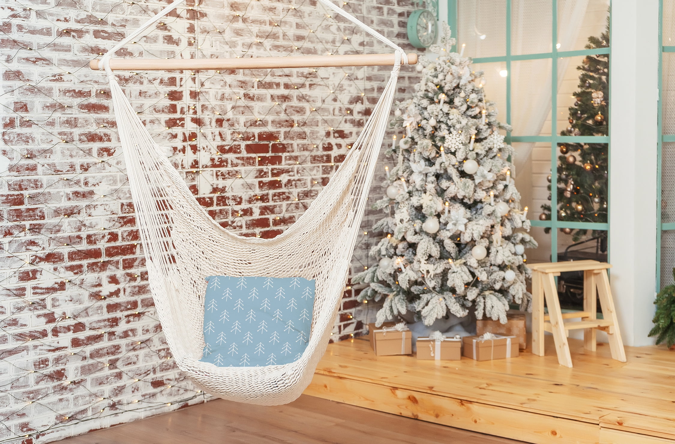 20" x 20" Simply Daisy Patterned Trees Winter Polyester Indoor/Outdoor Pillow, Ice Qty 1
