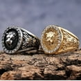 thumbnail image 3 of New Retro Animal Lion Pattern Men's Ring Fashion Vintage 14K Yellow Gold Lion Head Ring Accessories Party Jewelry, 3 of 8