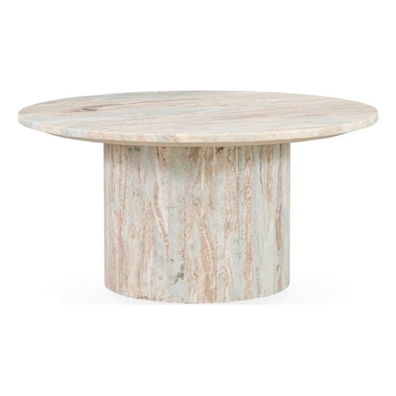 Pemberly Row Modern Transitional Marble Coffee Table Gray Finish