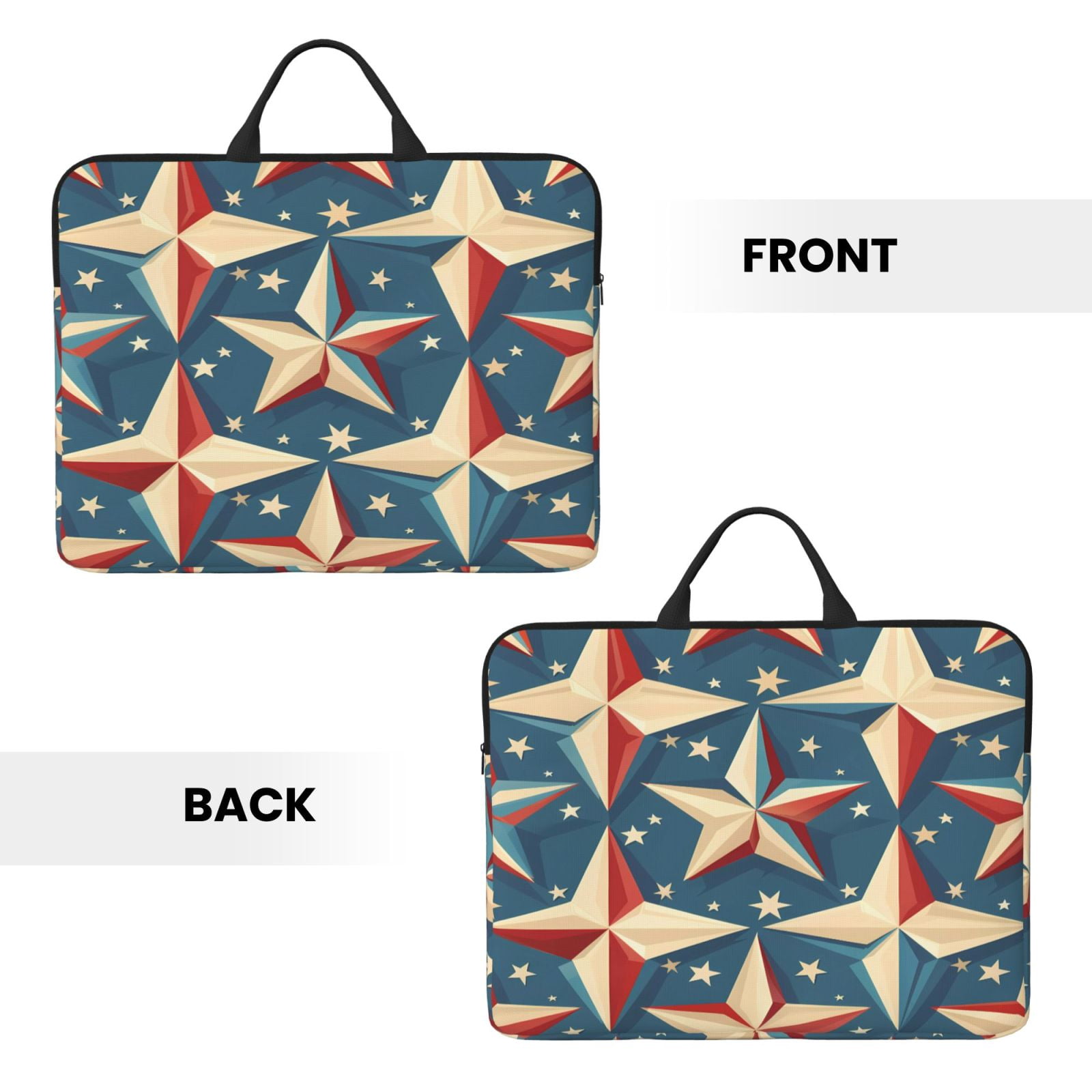 Laptop Sleeve Bag For Women Men 14inch Waterproof Durable Protective Computer Carrying Cover Handle Laptop Case Bag Independence Day Theme Elements Star (7)