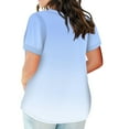 thumbnail image 4 of TQWQT Womens Plus Size Tops Loose Summer Sexy Tunic V Neck Short Sleeve Gradient Print Blouses 4x-5x Casual Tunics Blouses with Pocket Sky Blue XL, 4 of 5
