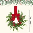 thumbnail image 3 of 1 Pack 10.6in Mini Christmas Cabinet Wreath, Farmhouse Festive Wreath Decor with Berries & Fabric Ribbon, Durable Rattan Plastic Wreath for Kitchen, Window, Door Holiday Ornament，Red Bow, 3 of 7
