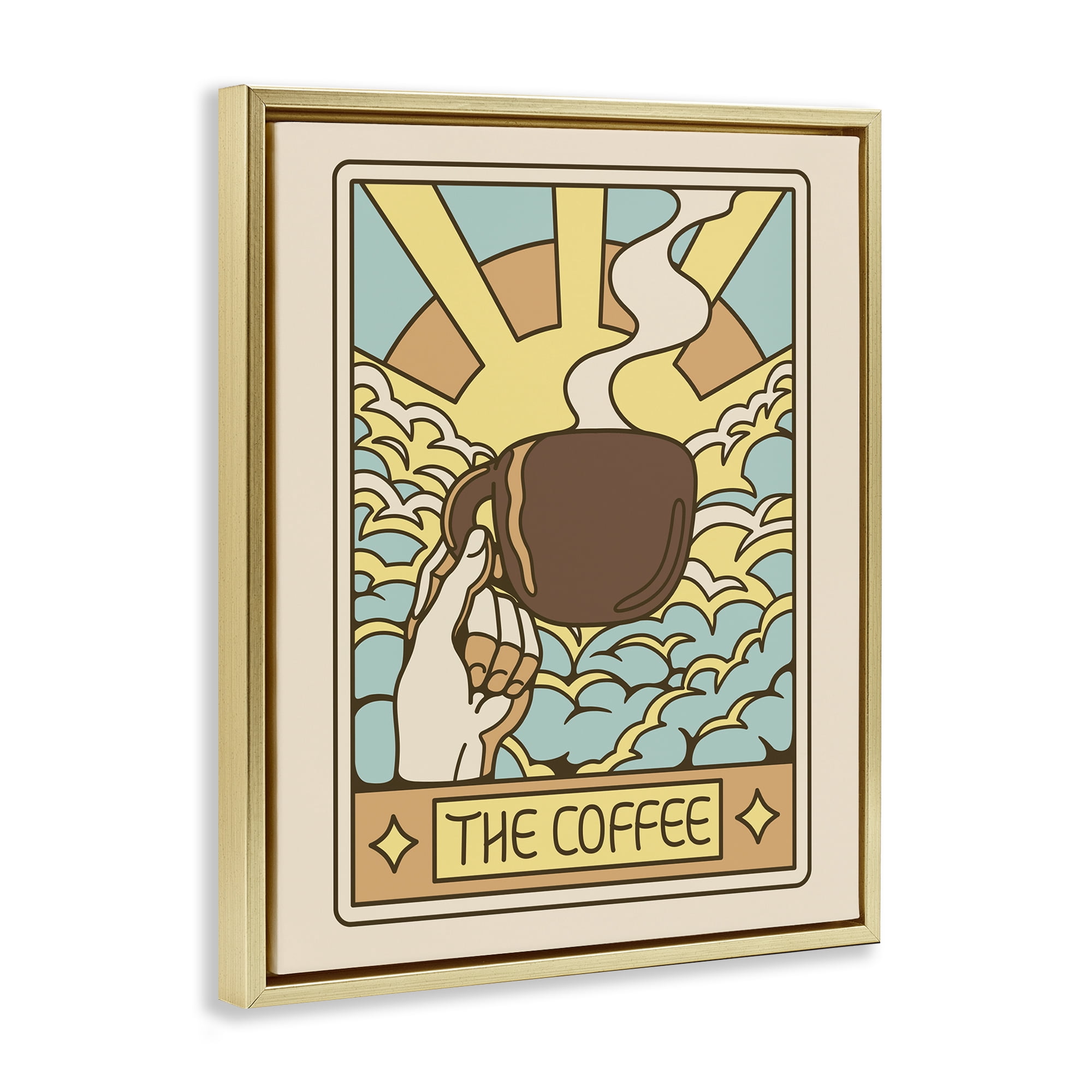 Stupell Industries The Coffee Muted Tarot Gold Framed Floater Canvas Wall Art, design by Tobe Fonseca