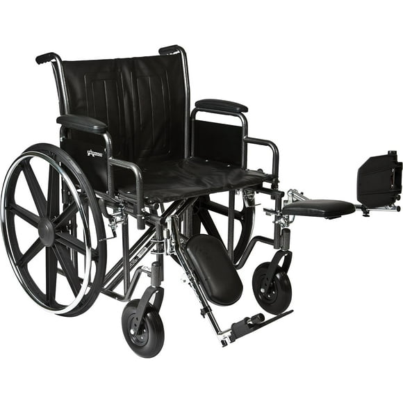 ProBasics K7 Heavy-Duty Wheelchair with 22" x 18" Vinyl Upholstered Seat, Removable Desk-Length Arms, and Elevating Legrests, Supports Patient Weights up to 450 pounds
