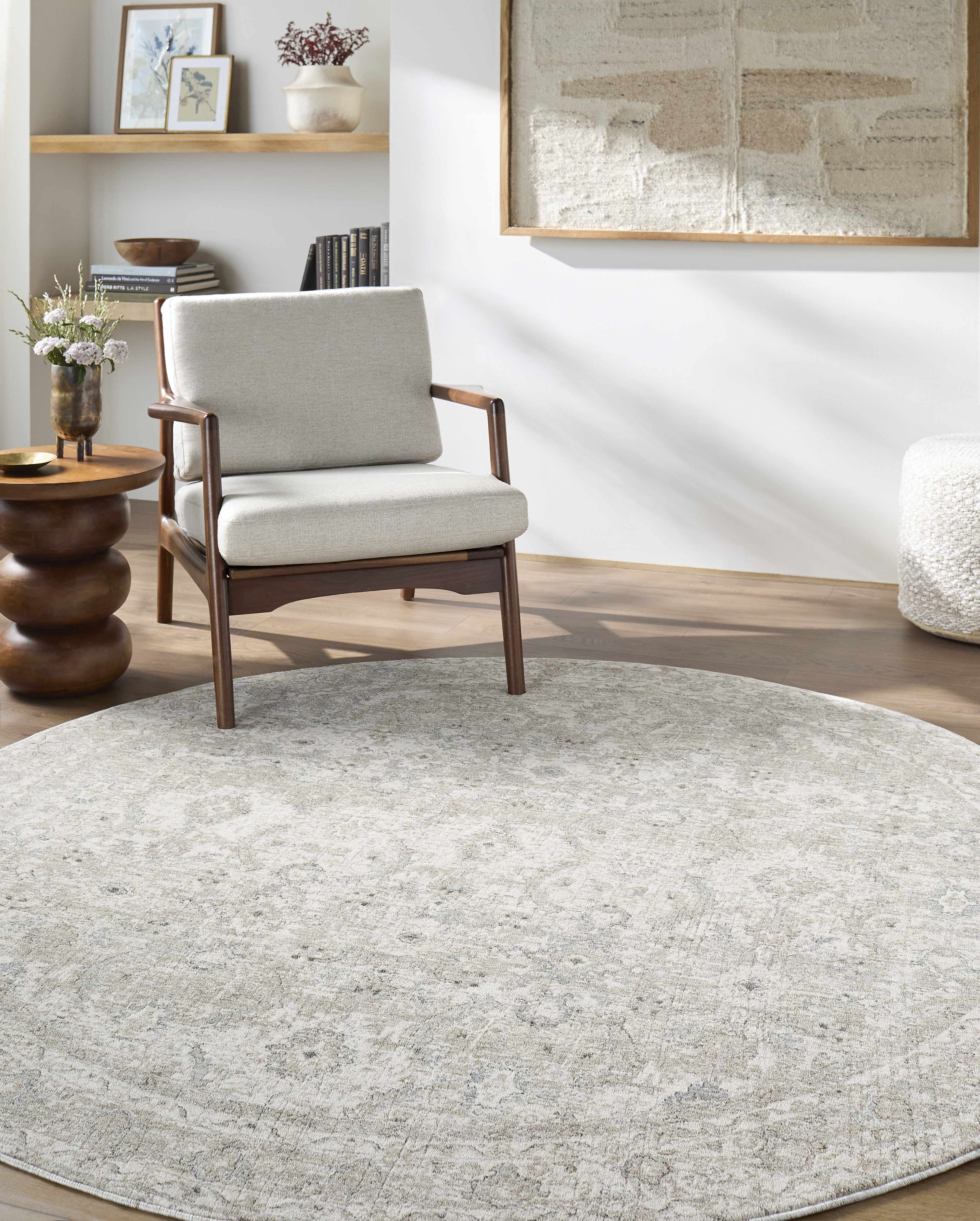 Hauteloom Tyren Living Room, Bedroom Area Rug - Traditional - Light Slate, Cream, Sage - 7'10" x 10'2"