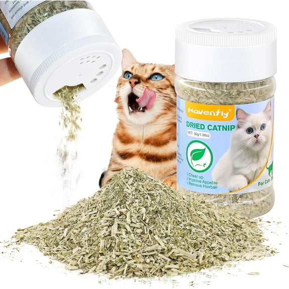 Dry Catnip Powder 1.06 oz, 100% Natural Fresh Catnip Leaves, Easy-to-Use Pepper Shaker Bottle with 3-Size Holes, Versatile for Cat Toys, Food & Water