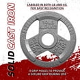 thumbnail image 4 of Signature Fitness 120LB Olympic Cast Iron Tri-Grip Weight Plate Set, Light Gray with Gray Lettering, 2-Inch Center Hole, Strength Training Plates for Home Gym, 4 of 7