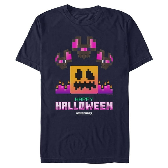 Mens Minecraft Happy Skeleton And Bats With Flames T Shirt